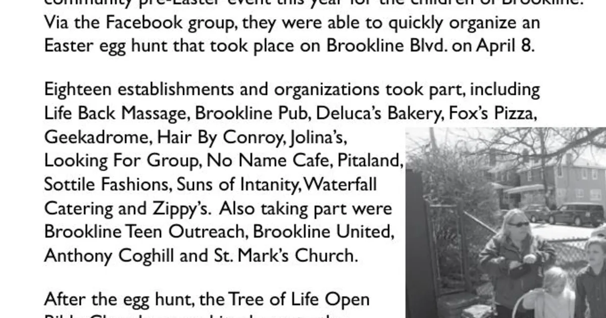 Volunteers Hop to the Rescue in the May 2017 Brookline newsletter